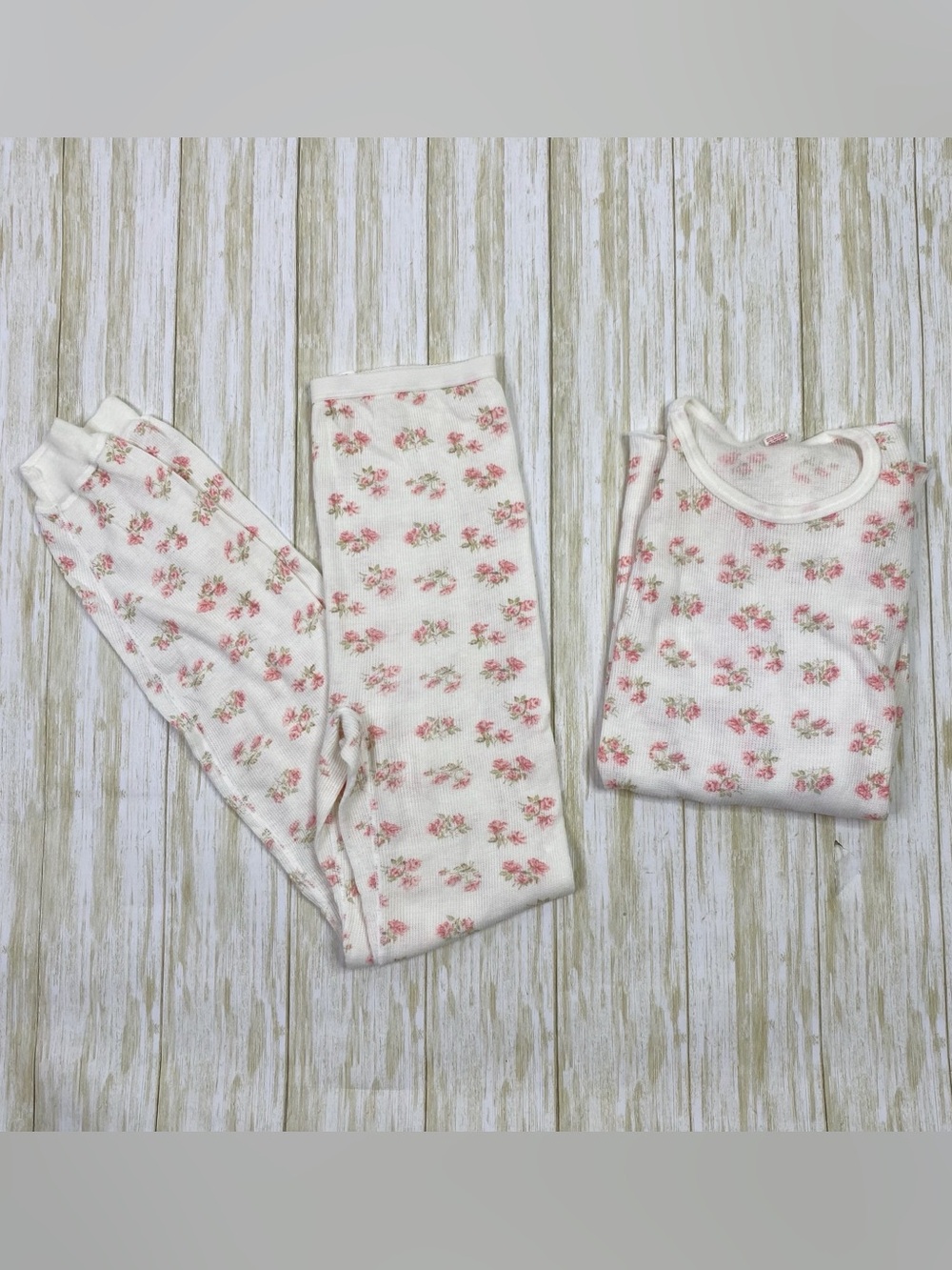 Vintage J.E. Morgan Arctex Lites White Floral Thermal Long Johns